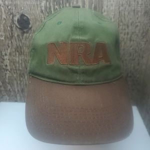 Vintage NRA Adjustable Baseball Hat Cap Brown Green Embroidered Adult 58cm